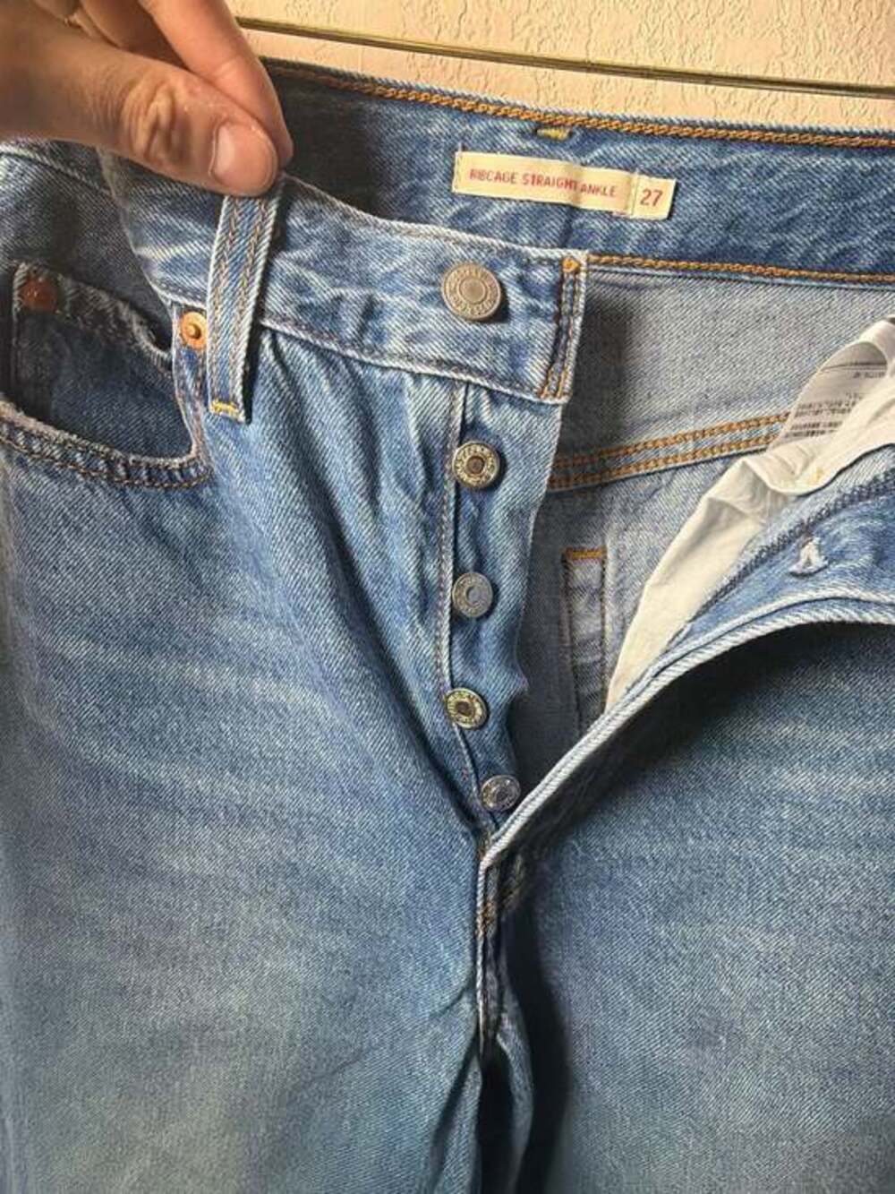 Levi's Premium Ribcage Straight Ankle‎ High Rise Button Fly Jeans Big E Size 27